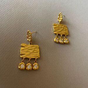 Anthropologie Gold Textured Earrings